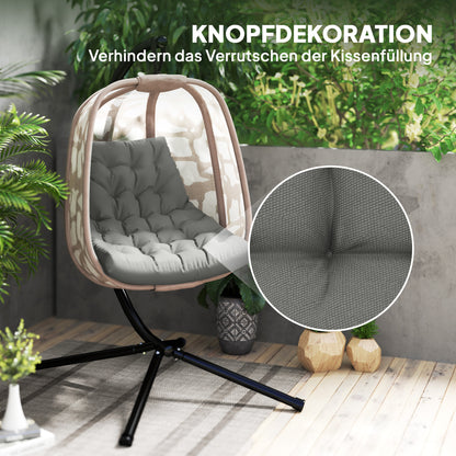 Seat Cushion, 120x100 cm Chair Cushion with Backrest, 8cm Thick Cushion, Water-Resistant Seat Pad for Rocking Chairs and Hanging Baskets, Grey