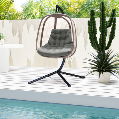 Seat Cushion, 120x100 cm Chair Cushion with Backrest, 8cm Thick Cushion, Water-Resistant Seat Pad for Rocking Chairs and Hanging Baskets, Grey