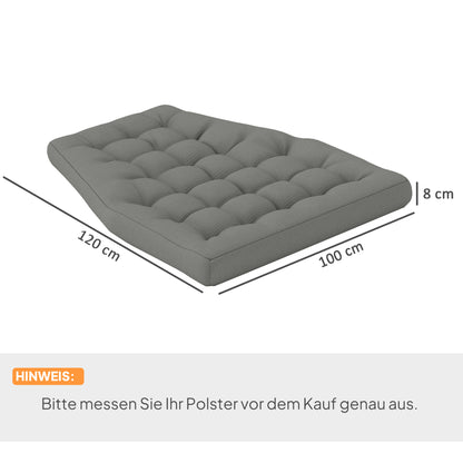 Seat Cushion, 120x100 cm Chair Cushion with Backrest, 8cm Thick Cushion, Water-Resistant Seat Pad for Rocking Chairs and Hanging Baskets, Grey