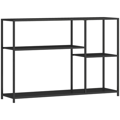 Console Table Hallway Table with 4 Shelves, Side Table with Steel Frame, Metal Shelf for Small Space, Entryway, Hallway, Living Room, 110 x 30 x 75 cm Black
