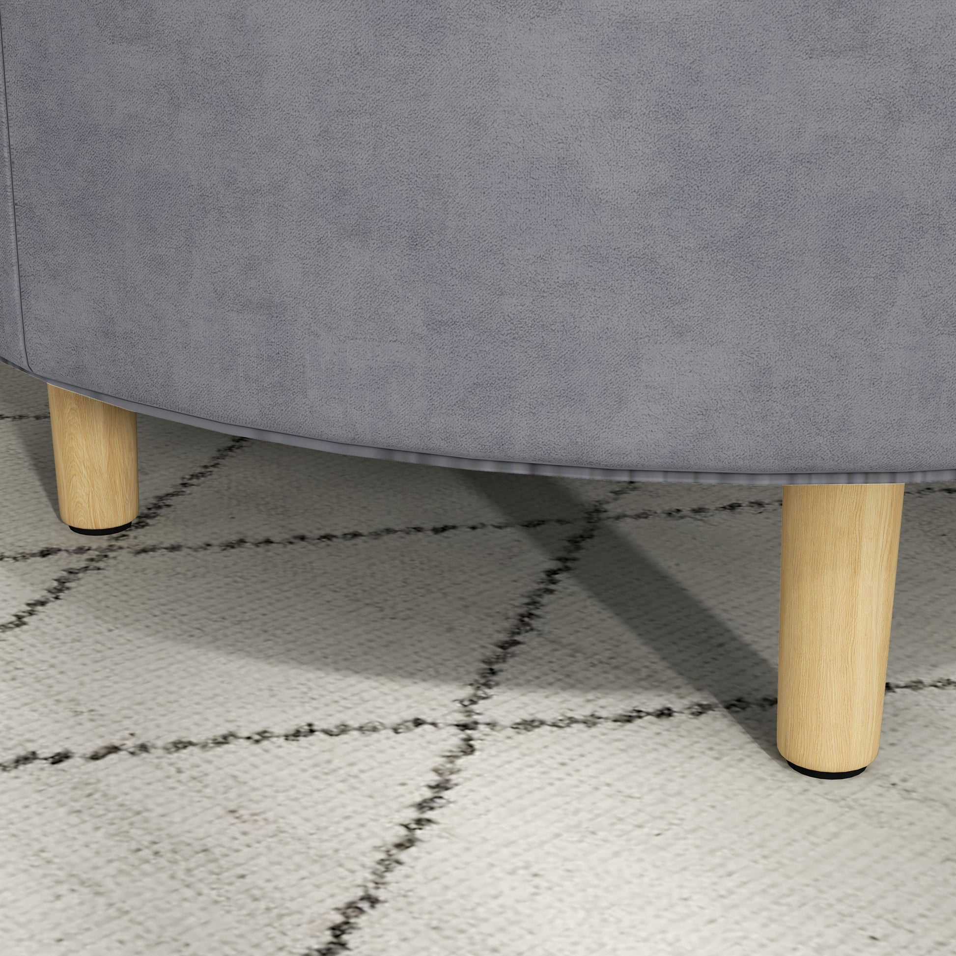 120kg Max Velvet Storage Ottoman with Flip Tray, MDF and Oak Coffee Table with Hidden Storage, 56x56x42 cm, Grey