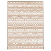 Reversible Outdoor Rug 3.7 x 2.7 m, weather-resistant polypropylene ground mat with geometric wall motif, includes carrying bag, outdoor terrace rug, khaki and light beige
