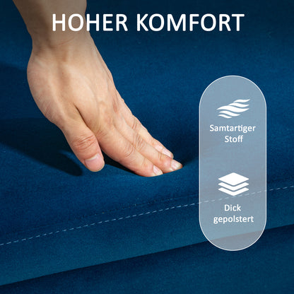 Storage Bench Ottoman with Velvet Finish, Upholstered Bench with Metal Legs, Storage Chest for Living Room Bedroom Hallway 100 x 40 x 42 cm, Blue