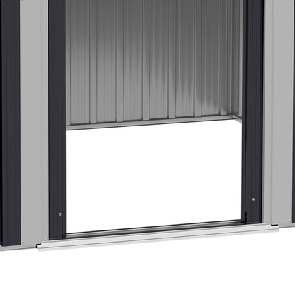 Garden Shed 2.6m², Galvanized Steel Tool Storage with Double Sliding Door and 4 Air Vents, 195.5x153x188cm, Black