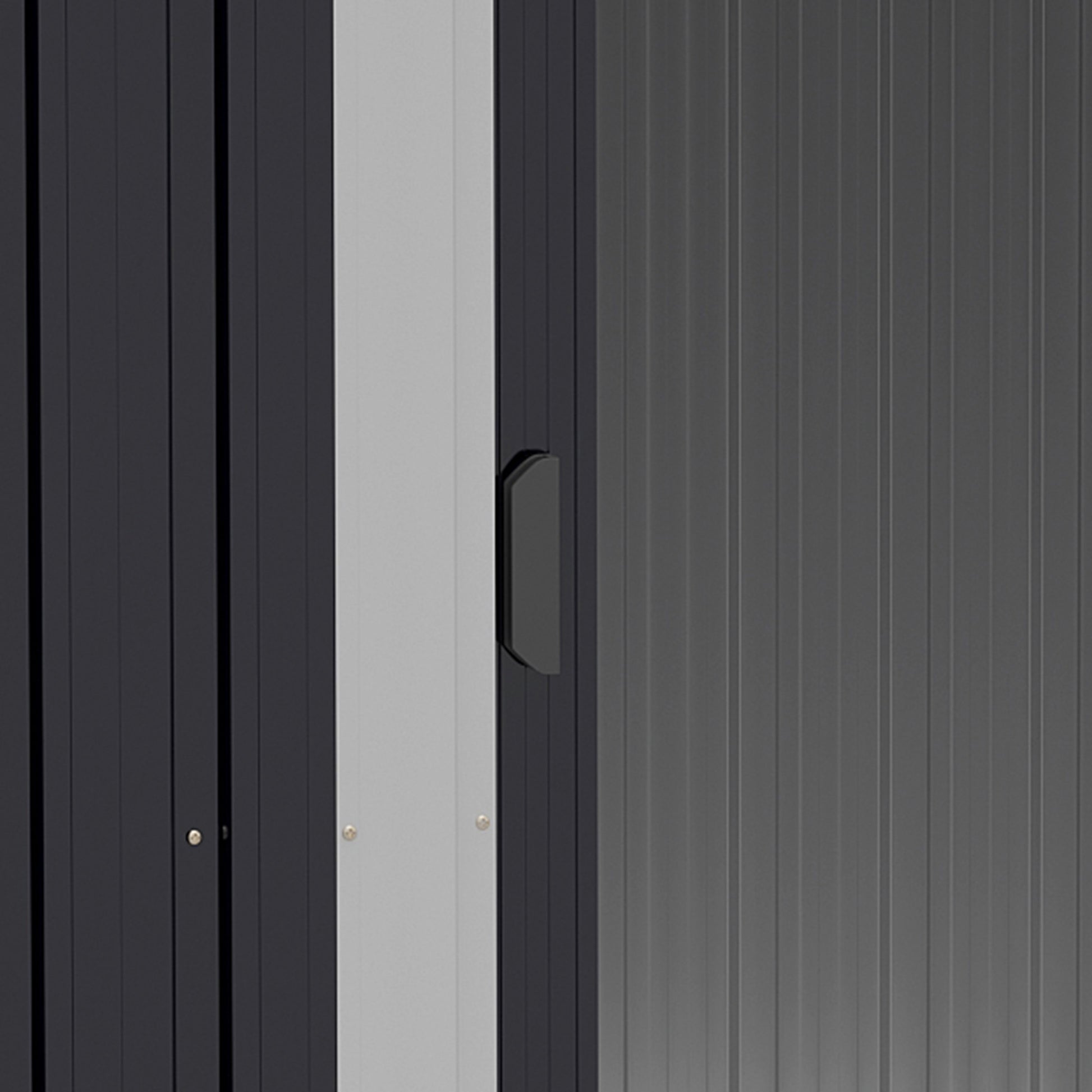 Garden Shed 2.6m², Galvanized Steel Tool Storage with Double Sliding Door and 4 Air Vents, 195.5x153x188cm, Black