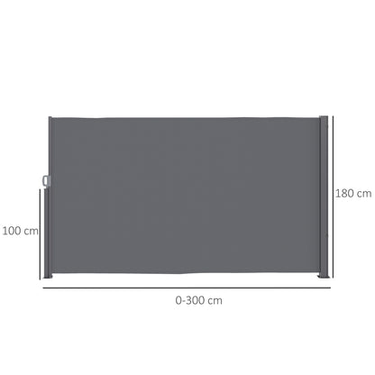 Retractable Side Awning Privacy Screen with Wall Mount - Coated Side Wall Awning Wind Protection 300x180cm Awning for Balcony Terrace Garden Dark Gray