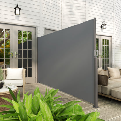 Retractable Side Awning Privacy Screen with Wall Mount - Coated Side Wall Awning Wind Protection 300x180cm Awning for Balcony Terrace Garden Dark Gray