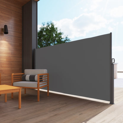 Retractable Side Awning Privacy Screen with Wall Mount - Coated Side Wall Awning Wind Protection 300x180cm Awning for Balcony Terrace Garden Dark Gray