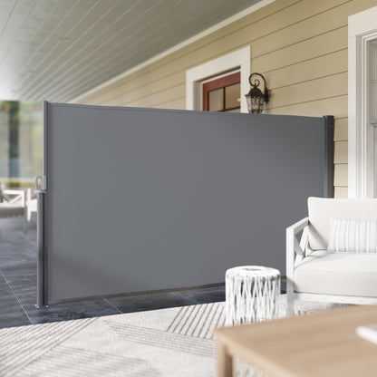 Retractable Side Awning Privacy Screen with Wall Mount - Coated Side Wall Awning Wind Protection 300x180cm Awning for Balcony Terrace Garden Dark Gray