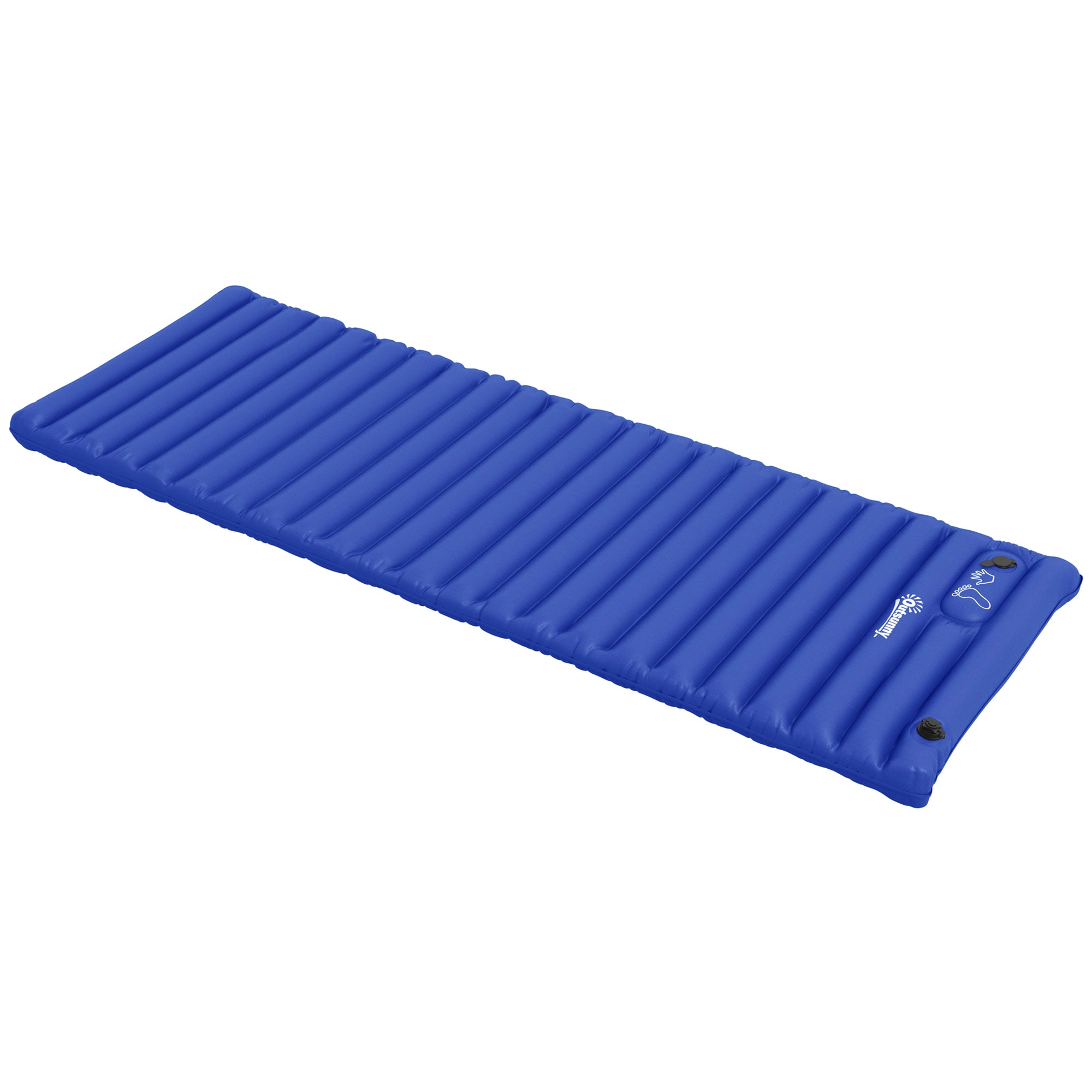 Camping Sleeping Pad, Air Mattress with Foot Pump, Water-Resistant Air Bed with Carrying Bag, Sleep Mat for Garden, Up to 120 kg Load Capacity, Blue