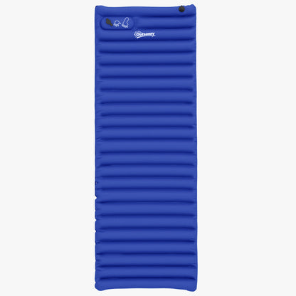 Camping Sleeping Pad, Air Mattress with Foot Pump, Water-Resistant Air Bed with Carrying Bag, Sleep Mat for Garden, Up to 120 kg Load Capacity, Blue