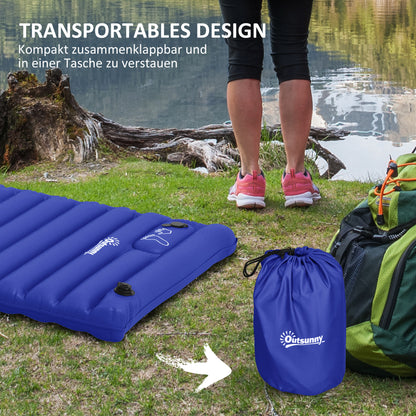 Camping Sleeping Pad, Air Mattress with Foot Pump, Water-Resistant Air Bed with Carrying Bag, Sleep Mat for Garden, Up to 120 kg Load Capacity, Blue