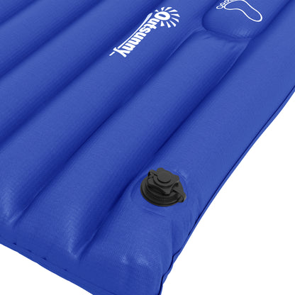 Camping Sleeping Pad, Air Mattress with Foot Pump, Water-Resistant Air Bed with Carrying Bag, Sleep Mat for Garden, Up to 120 kg Load Capacity, Blue