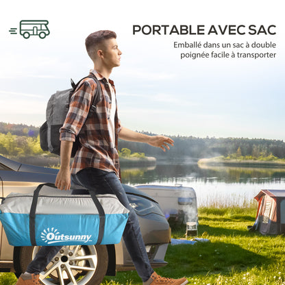 Family Camping Tent for 3-4 People with 2 Bedrooms - 4 Doors and 4 Windows, Carrying Bag, Waterproof, dimensions 460L x 220W x 175H cm