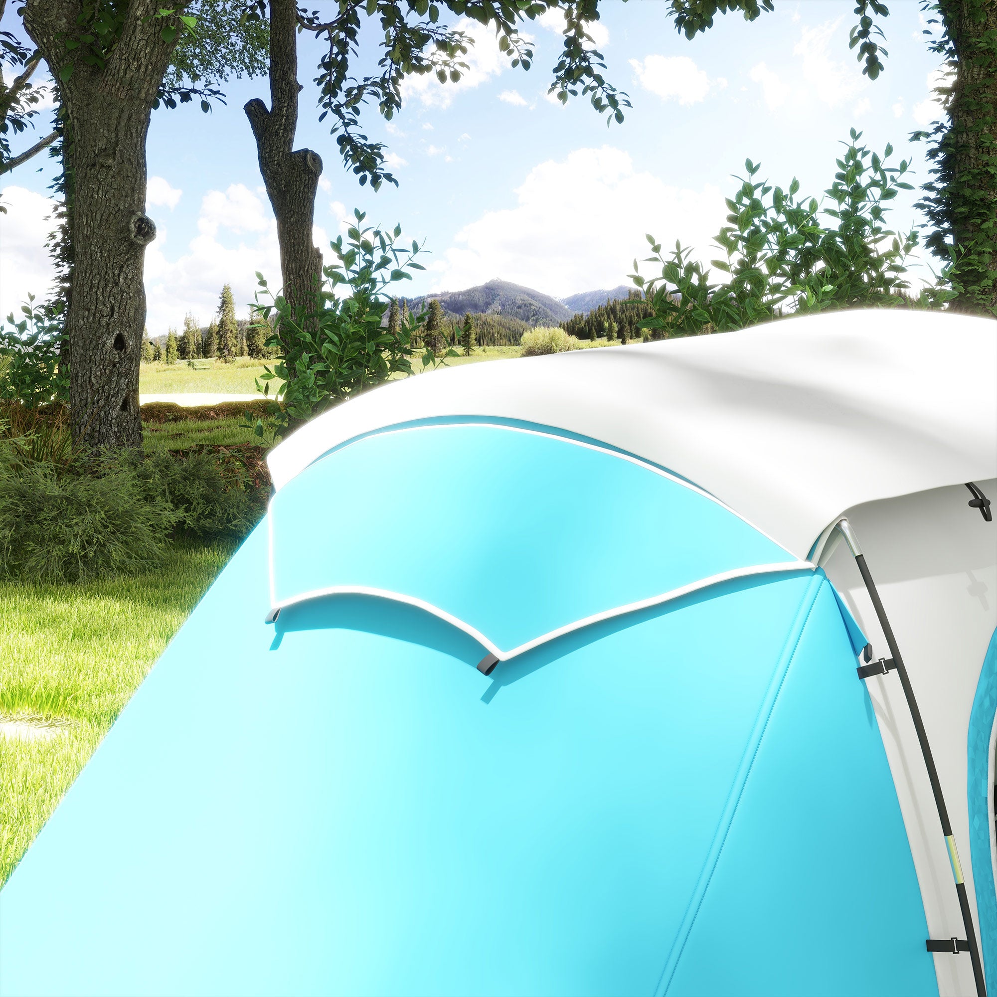 Family Camping Tent for 3-4 People with 2 Bedrooms - 4 Doors and 4 Windows, Carrying Bag, Waterproof, dimensions 460L x 220W x 175H cm