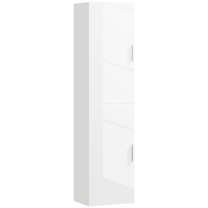 Bathroom Wall Cabinet Tall Bathroom Column with Adjustable Shelves and 2 Doors Modern Bathroom Furniture for Small Space 40x30x160 cm White Gloss