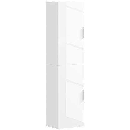 Bathroom Wall Cabinet Tall Bathroom Column with Adjustable Shelves and 2 Doors Modern Bathroom Furniture for Small Space 40x30x160 cm White Gloss