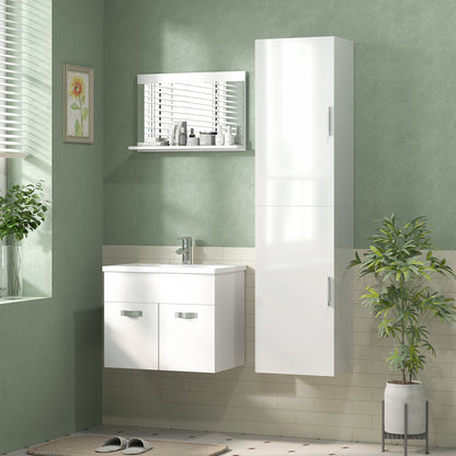 Bathroom Wall Cabinet Tall Bathroom Column with Adjustable Shelves and 2 Doors Modern Bathroom Furniture for Small Space 40x30x160 cm White Gloss