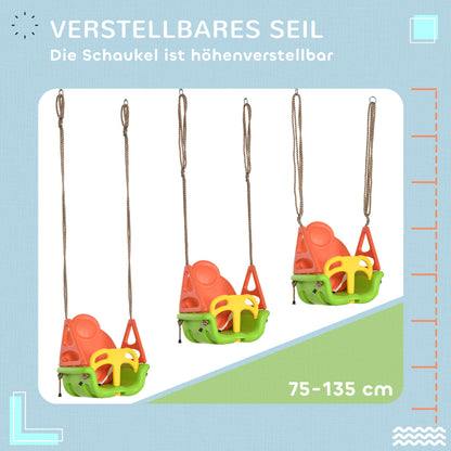 3-in-1 Baby Swing, Children's Swing with Adjustable Rope, 120-180 cm Adjustable Height, Toddler Swing Seat for Children from 9 Months, up to 70 kg, Indoor, Outdoor, Green