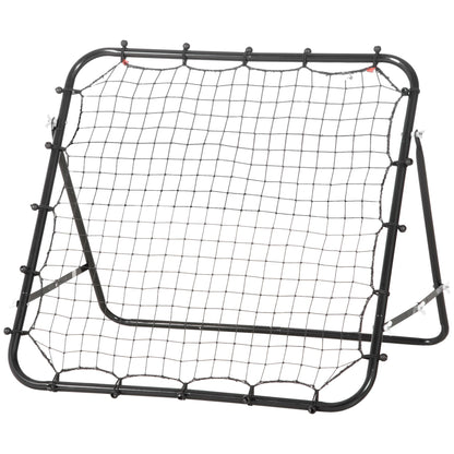 Soccer Rebounder, Kickback Rebound Net, Metal Frame with PE Fabric, Kickback Rebound Wall for Baseball Basketball, Goal for Youth Training 96x80x96cm, Black