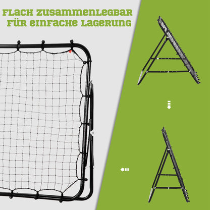 Soccer Rebounder, Kickback Rebound Net, Metal Frame with PE Fabric, Kickback Rebound Wall for Baseball Basketball, Goal for Youth Training 96x80x96cm, Black