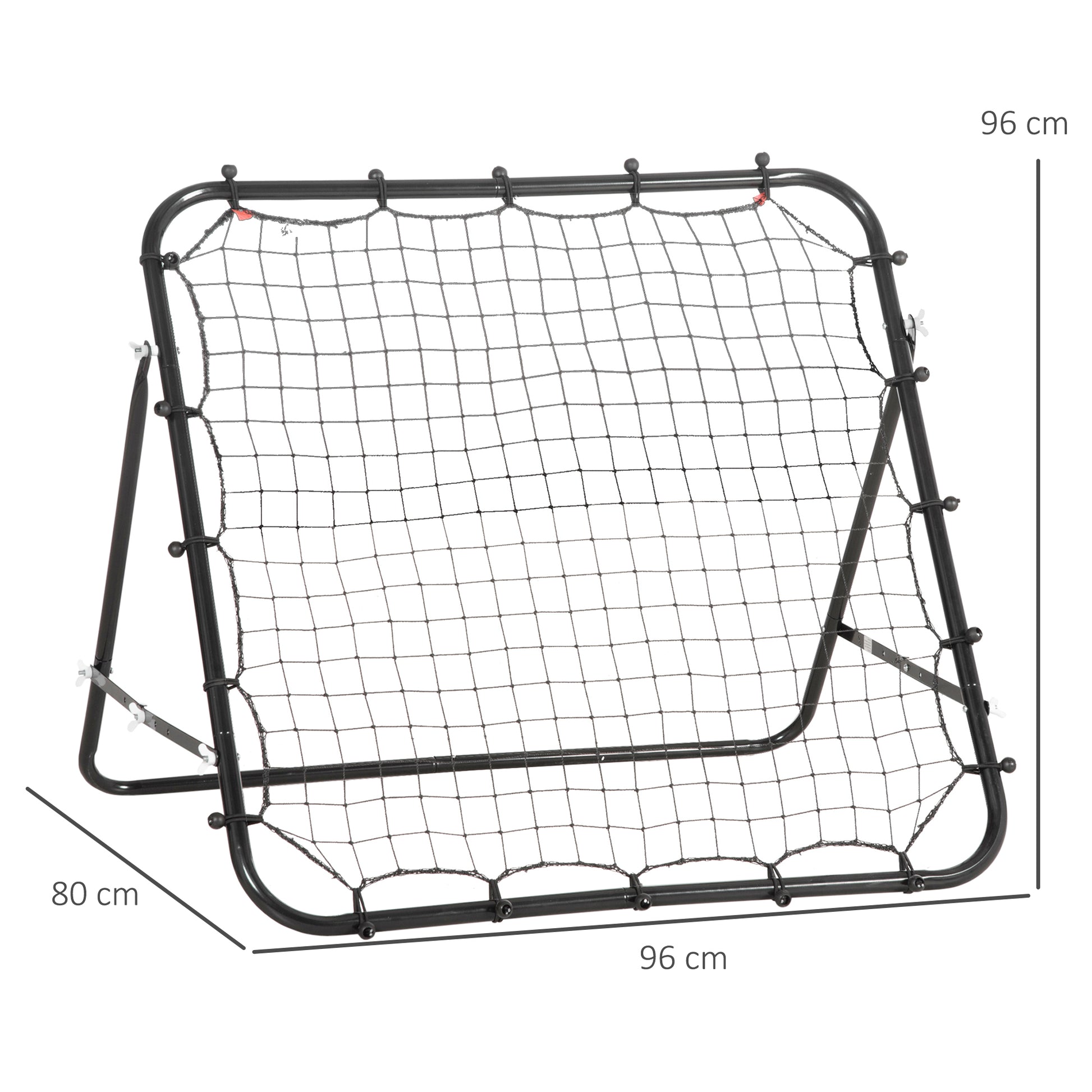 Soccer Rebounder, Kickback Rebound Net, Metal Frame with PE Fabric, Kickback Rebound Wall for Baseball Basketball, Goal for Youth Training 96x80x96cm, Black