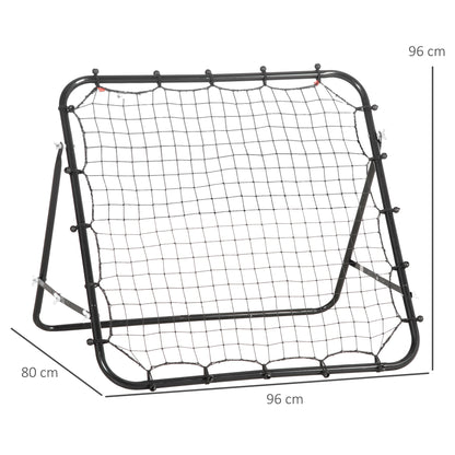 Soccer Rebounder, Kickback Rebound Net, Metal Frame with PE Fabric, Kickback Rebound Wall for Baseball Basketball, Goal for Youth Training 96x80x96cm, Black