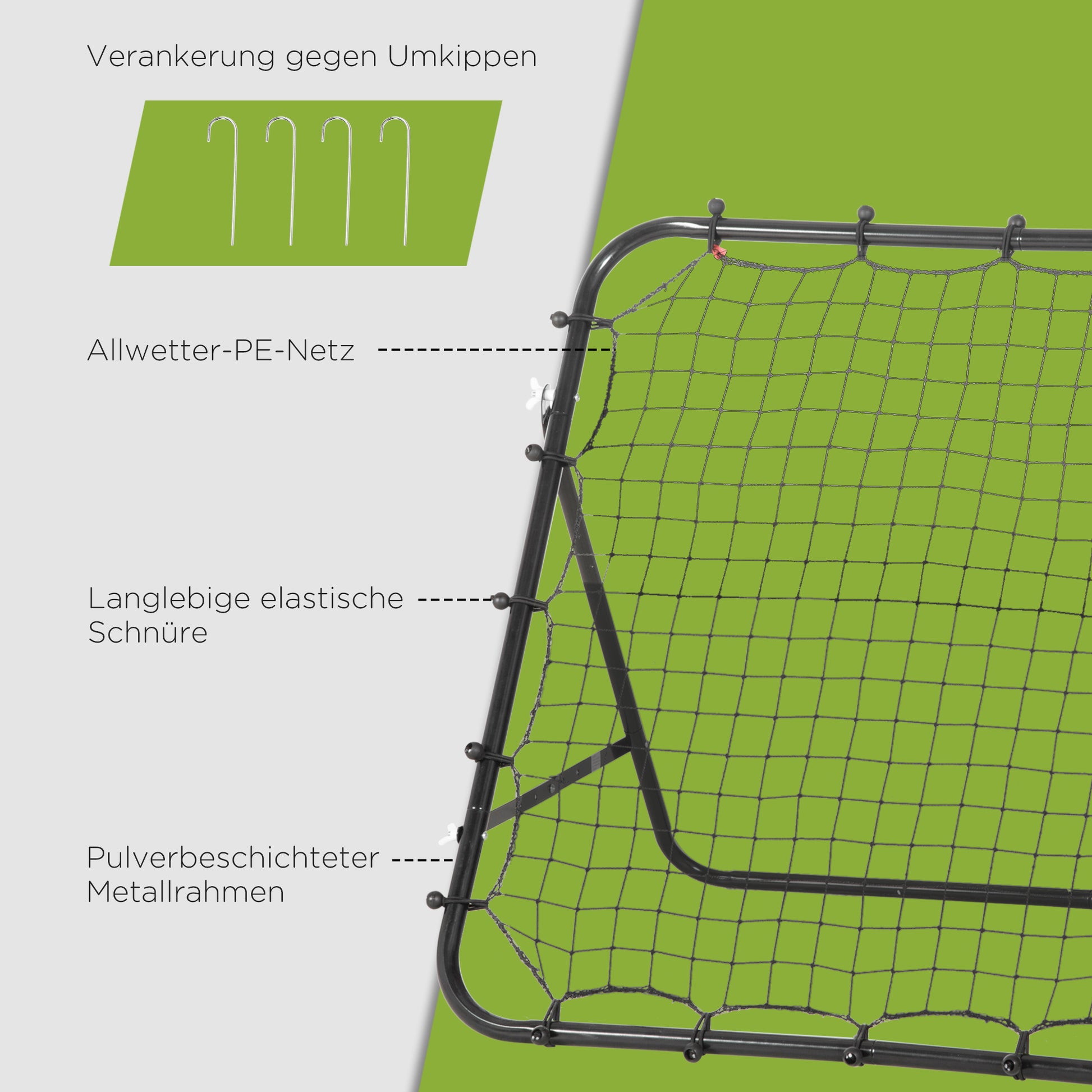 Soccer Rebounder, Kickback Rebound Net, Metal Frame with PE Fabric, Kickback Rebound Wall for Baseball Basketball, Goal for Youth Training 96x80x96cm, Black