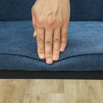 Set of 2 Modern Dining Chairs Kitchen Chairs with Padded Seat and Upholstered Curved Backrest Steel Legs for Living Room Bedroom Blue