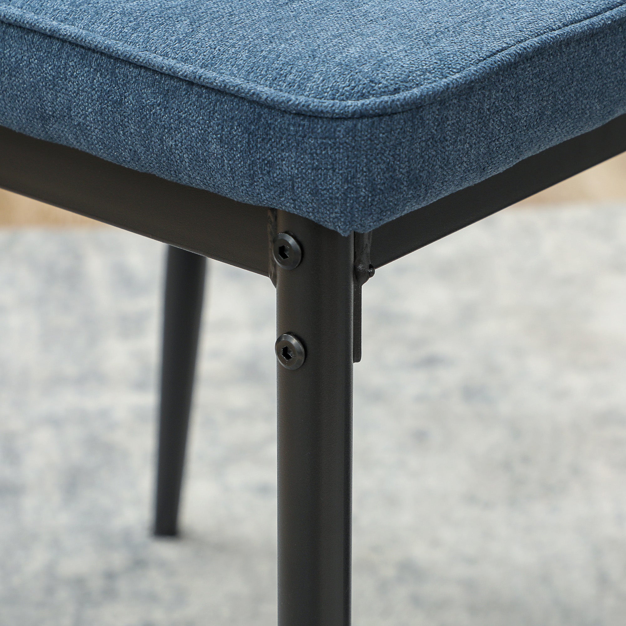 Set of 2 Modern Dining Chairs Kitchen Chairs with Padded Seat and Upholstered Curved Backrest Steel Legs for Living Room Bedroom Blue