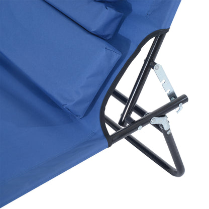 Folding Sun Lounger Reclining 4 Positions Chaise Longue 3 Cushions Included Blue