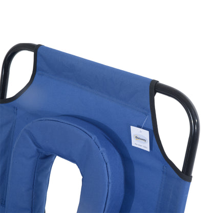 Folding Sun Lounger Reclining 4 Positions Chaise Longue 3 Cushions Included Blue
