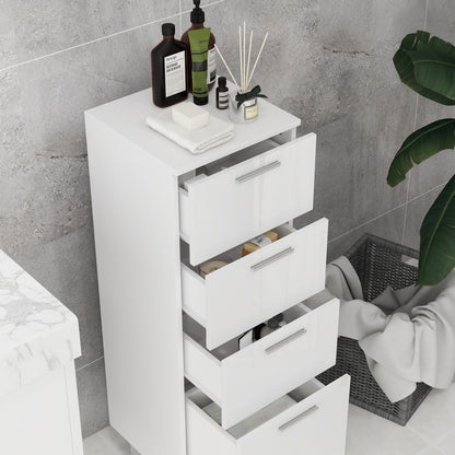 Bathroom Cabinet Niche Cabinet Slim with 3 Drawers, Adjustable Shelf Toilet Cabinet Bathroom Cabinet Side Cabinet for Bathroom, Small Spaces, 30 x 30 x 93 cm White