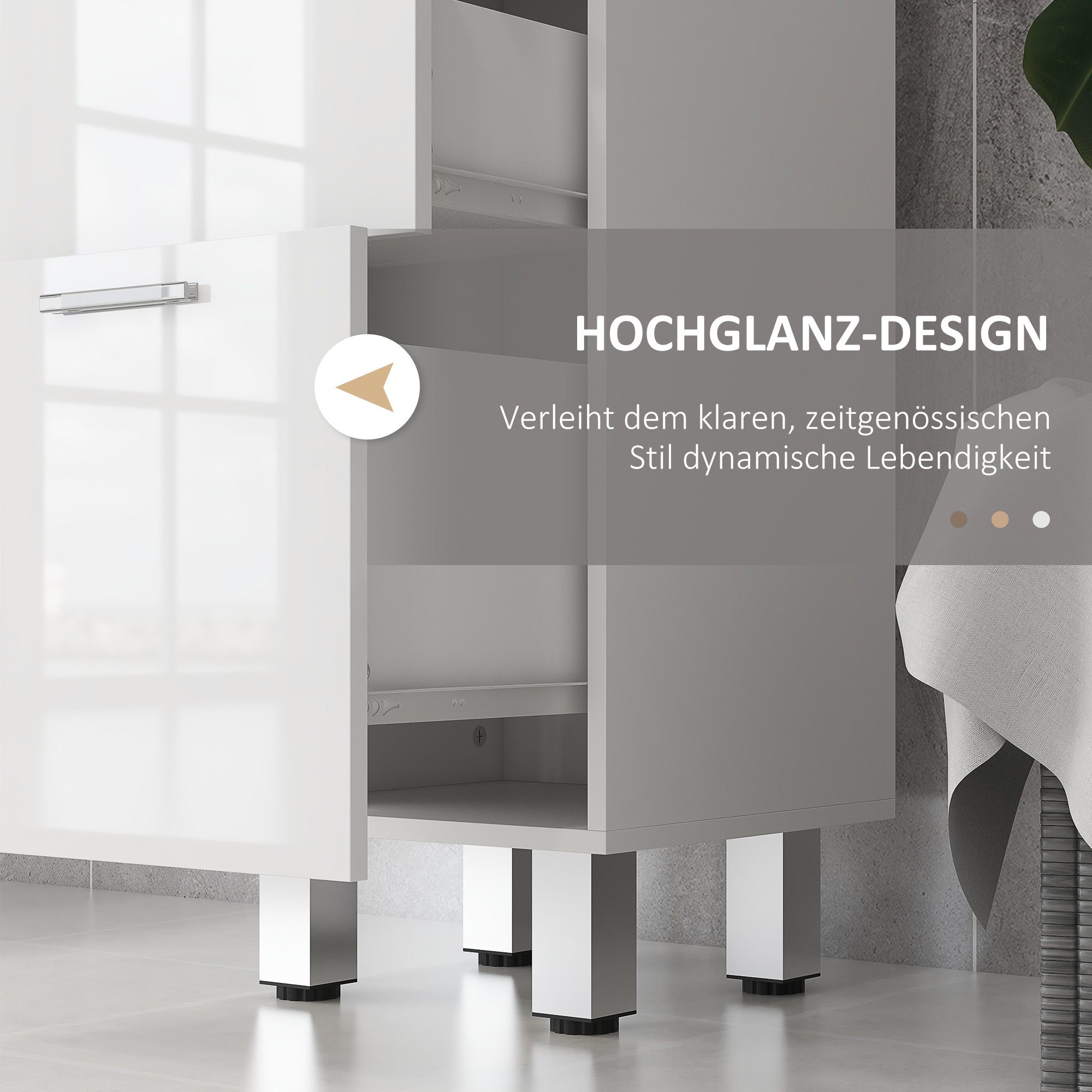 Bathroom Cabinet Niche Cabinet Slim with 3 Drawers, Adjustable Shelf Toilet Cabinet Bathroom Cabinet Side Cabinet for Bathroom, Small Spaces, 30 x 30 x 93 cm White