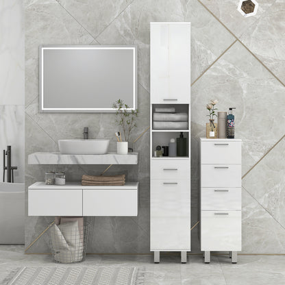 Bathroom Cabinet Niche Cabinet Slim with 3 Drawers, Adjustable Shelf Toilet Cabinet Bathroom Cabinet Side Cabinet for Bathroom, Small Spaces, 30 x 30 x 93 cm White