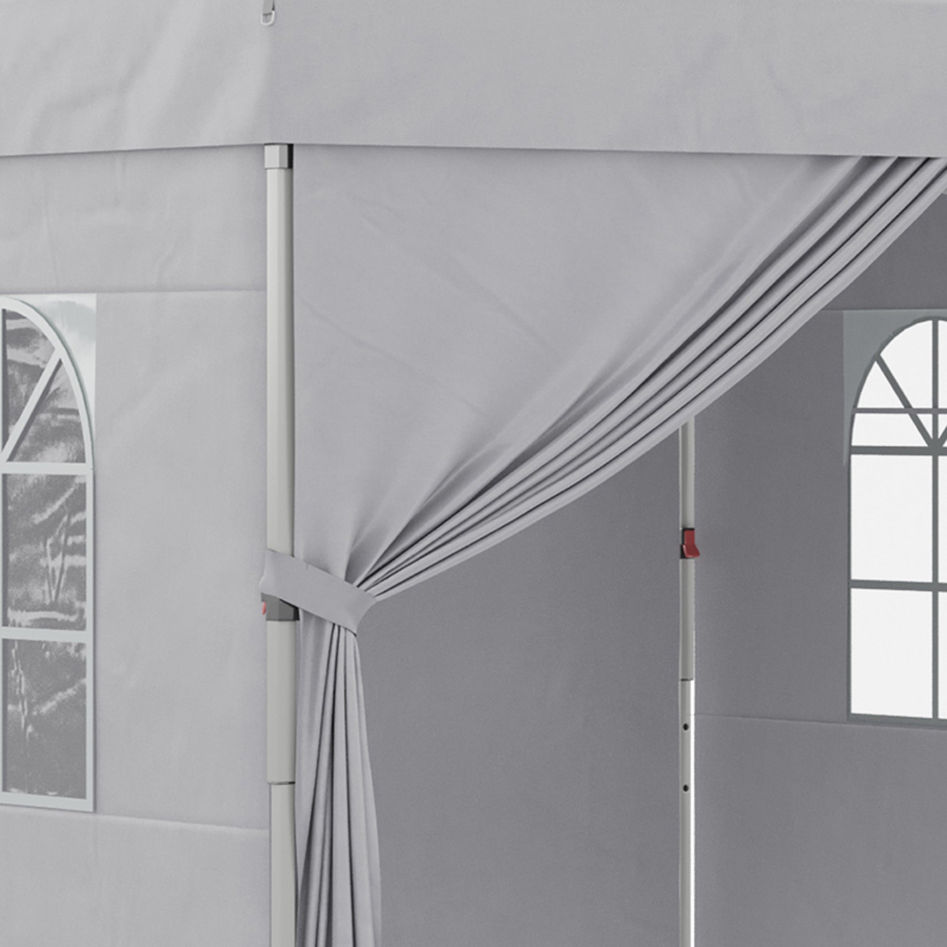Folding Garden Gazebo Pop-up Reception Tent 3x3 Adjustable Height with Side Walls, Vents, Windows and Wheel Carry Bag 300D Oxford Fabric - Light Gray