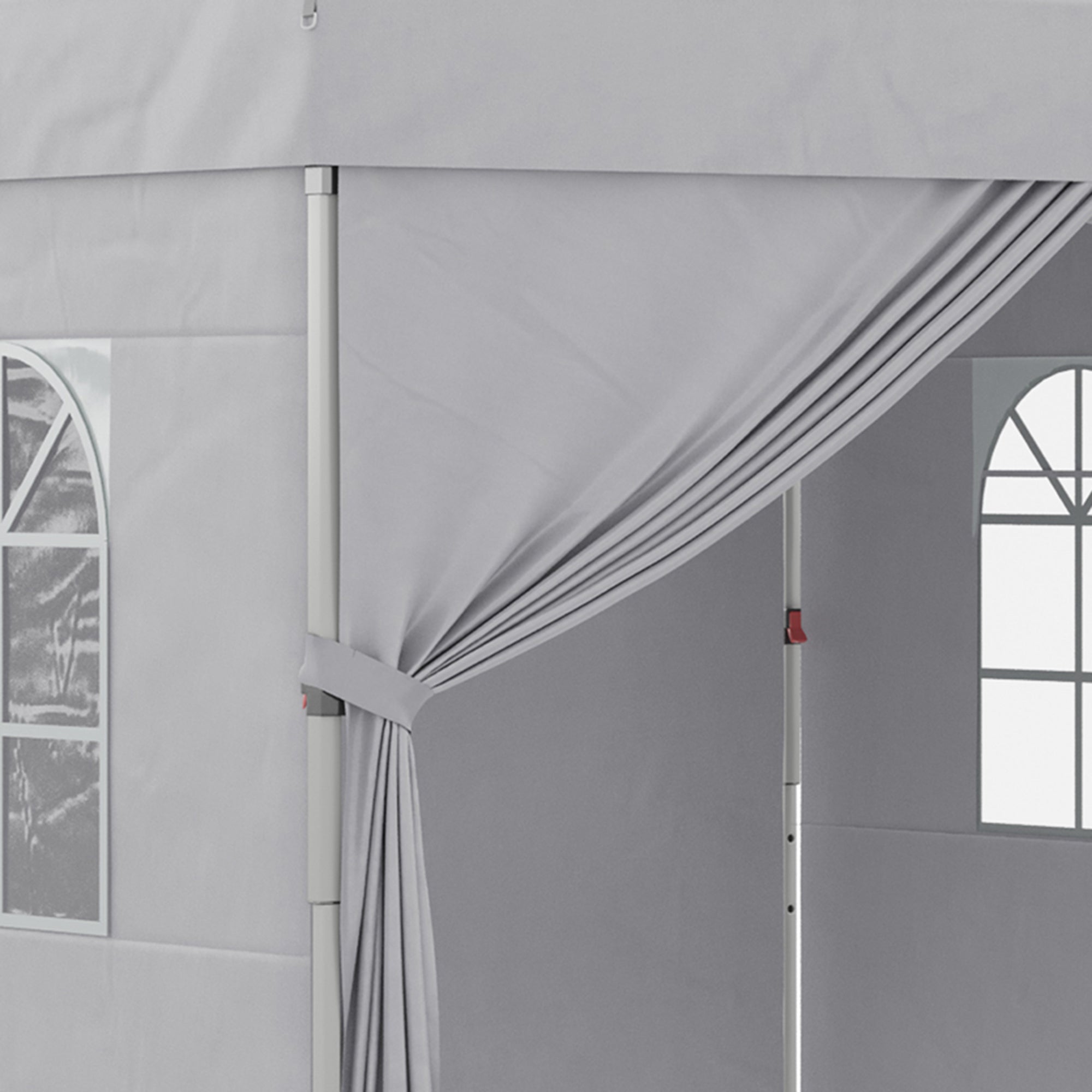 Folding Garden Gazebo Pop-up Reception Tent 3x3 Adjustable Height with Side Walls, Vents, Windows and Wheel Carry Bag 300D Oxford Fabric - Light Gray