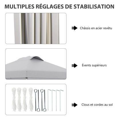 Folding Garden Gazebo Pop-up Reception Tent 3x3 Adjustable Height with Side Walls, Vents, Windows and Wheel Carry Bag 300D Oxford Fabric - Light Gray