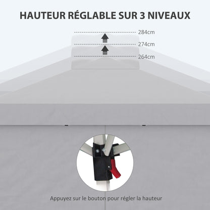 Folding Garden Gazebo Pop-up Reception Tent 3x3 Adjustable Height with Side Walls, Vents, Windows and Wheel Carry Bag 300D Oxford Fabric - Light Gray