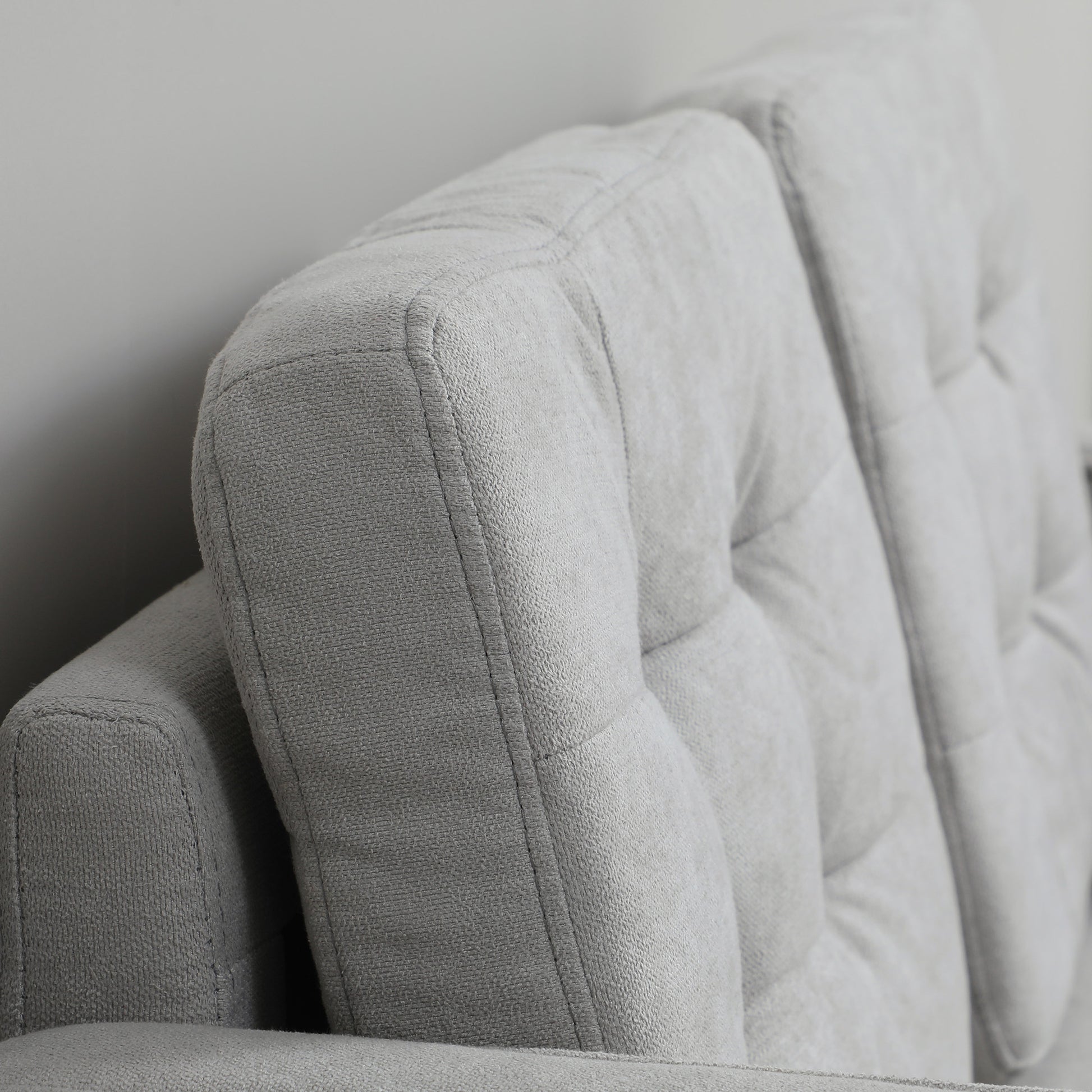 2 Seater Sofa, Couch with Storage Space, Wooden Legs, Padded Sofa with Velvet Look for Living Room, Bedroom, 117x 62 x 78 cm, Light Gray