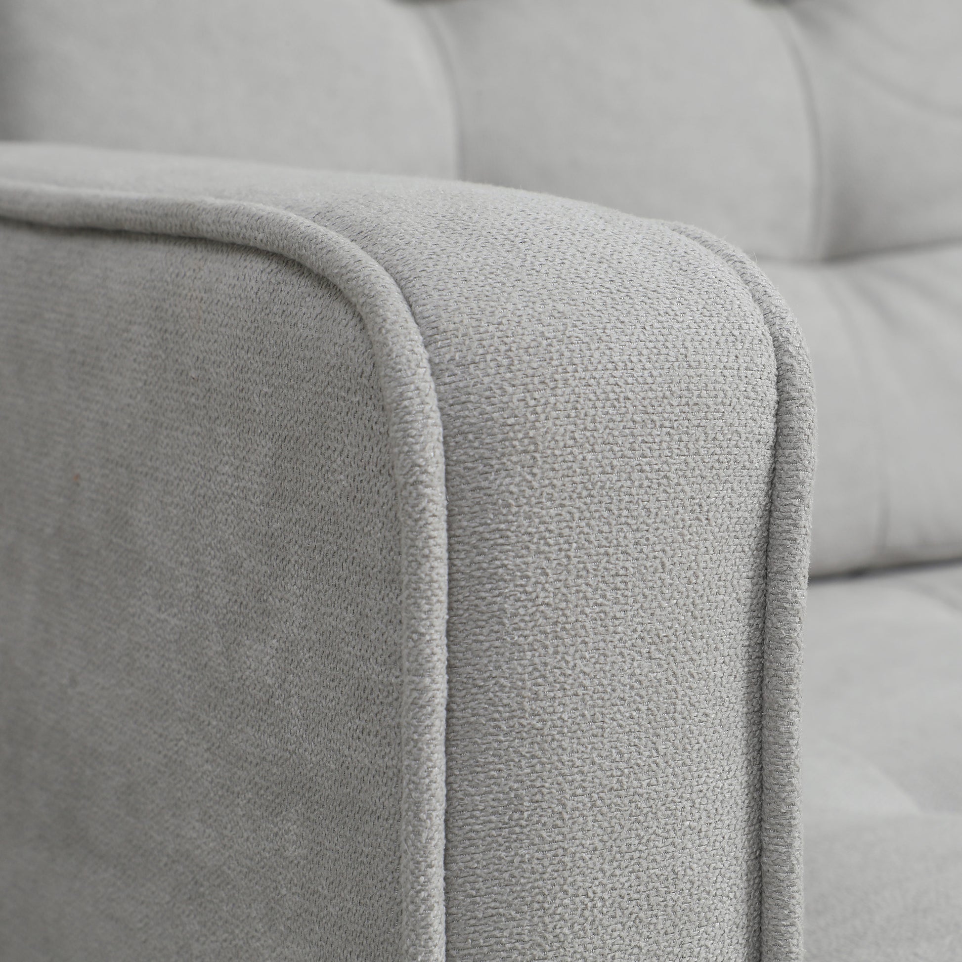 2 Seater Sofa, Couch with Storage Space, Wooden Legs, Padded Sofa with Velvet Look for Living Room, Bedroom, 117x 62 x 78 cm, Light Gray
