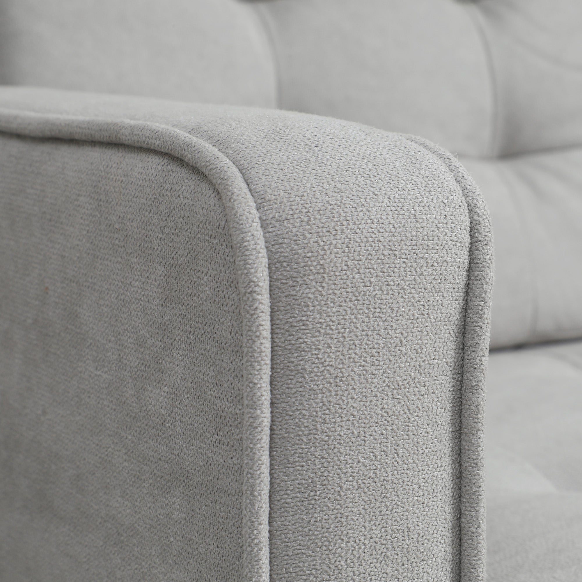 2 Seater Sofa, Couch with Storage Space, Wooden Legs, Padded Sofa with Velvet Look for Living Room, Bedroom, 117x 62 x 78 cm, Light Gray