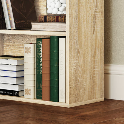 Bookcase, 5-Tier Storage Shelf, Bookshelf with Adjustable Shelves for Living Room, Bedroom, Office, 60 x 24 x 133.5 cm, Natural Wood