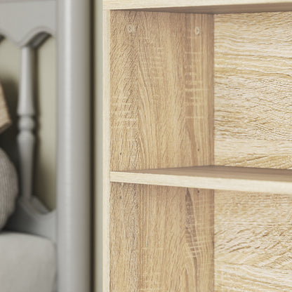 Bookcase, 5-Tier Storage Shelf, Bookshelf with Adjustable Shelves for Living Room, Bedroom, Office, 60 x 24 x 133.5 cm, Natural Wood