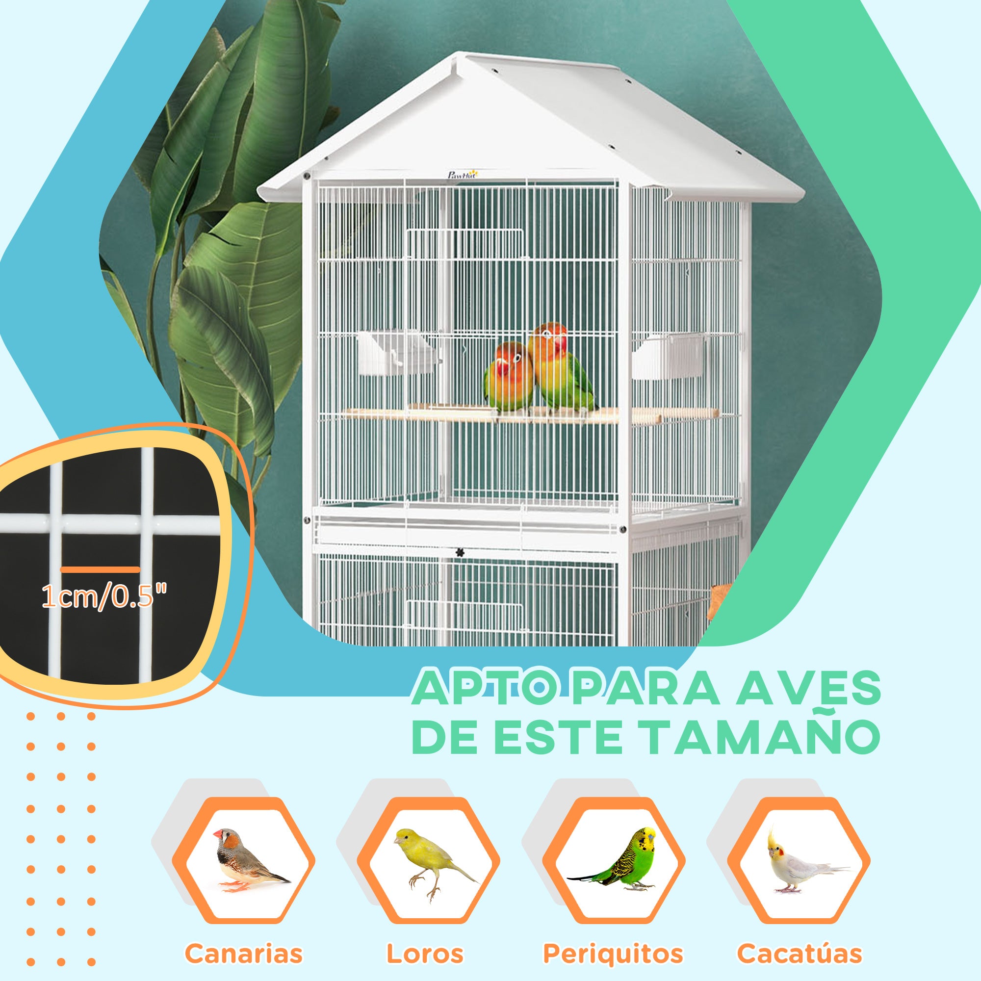 2-in-1 Large Bird Cage with 2 Floors Convertible into Single Cage with 4 Wheels 4 Feeders 4 Perches and Removable Trays for Canaries Parrots 78x75x168 cm White