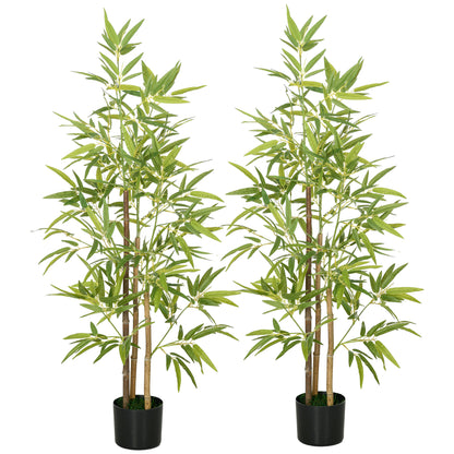 Set of 2 Artificial Bamboo Plants Large 120 cm Artificial Plant, Artificial Plants in Pot, Artificial Bamboo Plant Realistic with Faux Moss for Living Room Bedroom Office Garden Gift