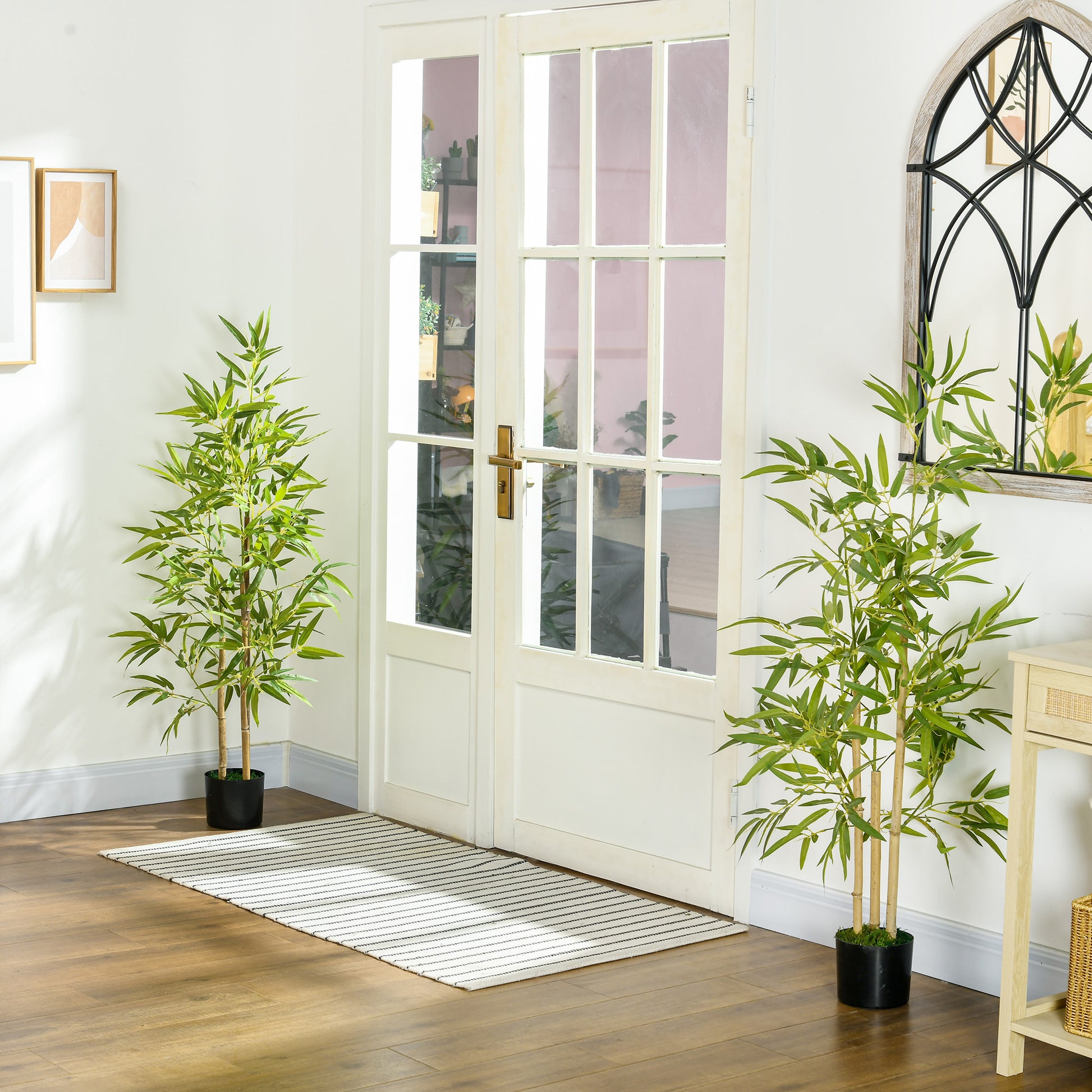 Set of 2 Artificial Bamboo Plants Large 120 cm Artificial Plant, Artificial Plants in Pot, Artificial Bamboo Plant Realistic with Faux Moss for Living Room Bedroom Office Garden Gift