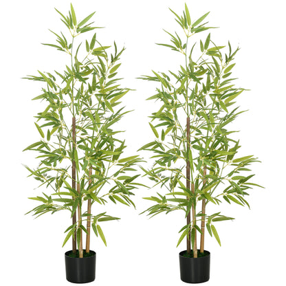 Set of 2 Artificial Bamboo Plants Large 120 cm Artificial Plant, Artificial Plants in Pot, Artificial Bamboo Plant Realistic with Faux Moss for Living Room Bedroom Office Garden Gift