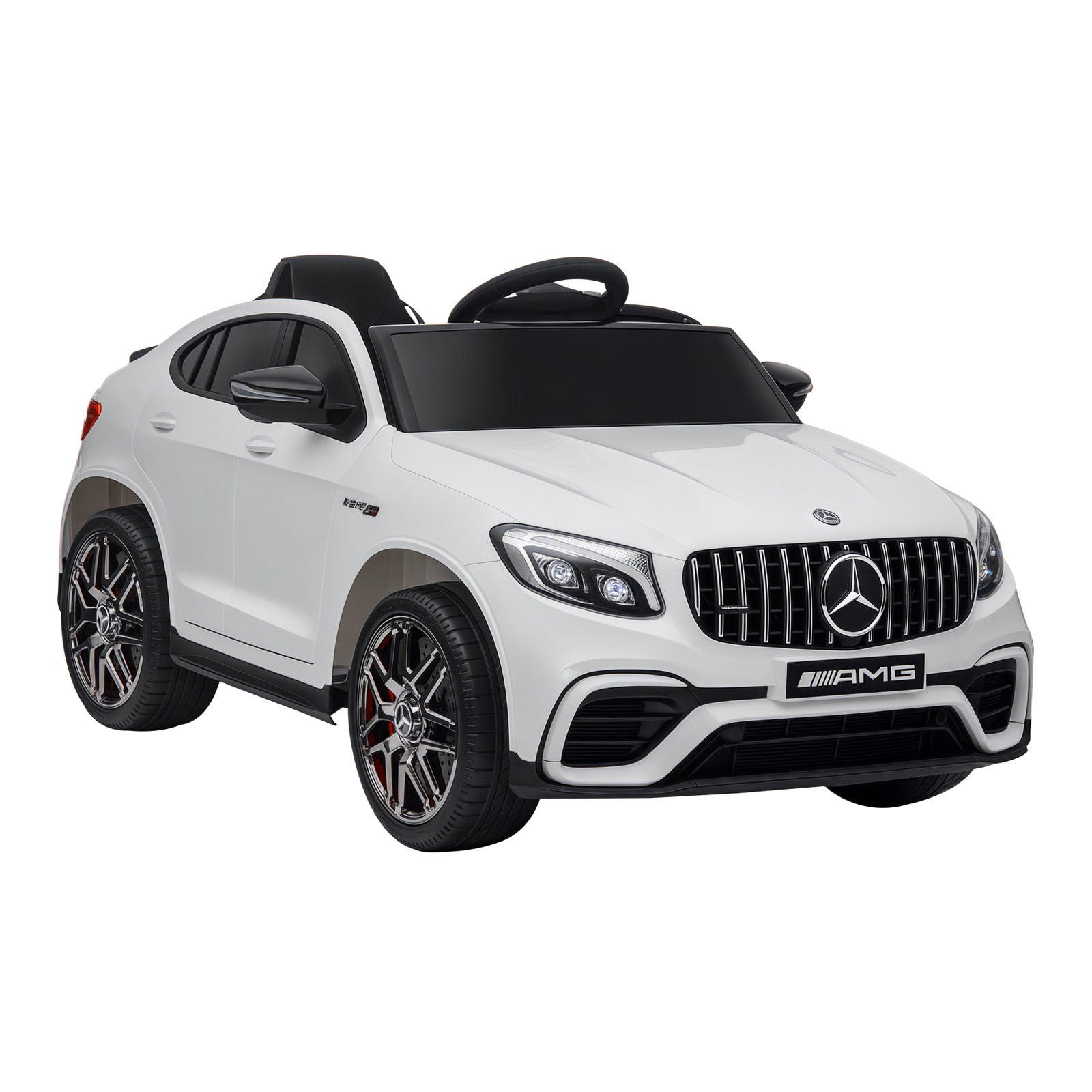 Children's Vehicle 12V Mercedes-Benz AMG GLC63S COUPE Licensed Electric Car with Remote Control Safety Belt 2 x 35W Motors MP337-60 Months White 115 x 70 x 55 cm