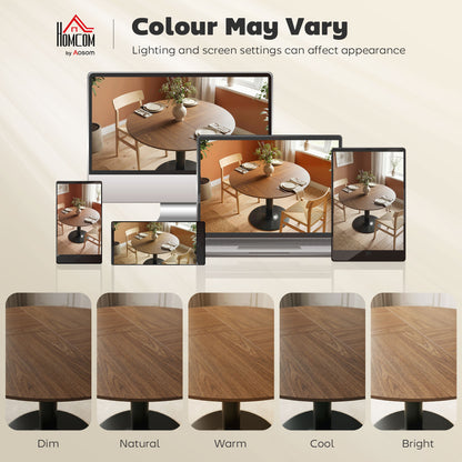 Round Dining Table for 6 — Ø 110 x 78 cm (43.3" Ø x 30.7" H), Large Top with Steel Base, Modern, Brown